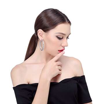 Jstyle Women's Rhinestone Large Hoop Earrings Elegant Design