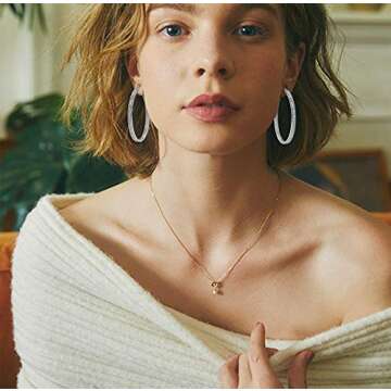 Jstyle Women's Rhinestone Large Hoop Earrings Elegant Design