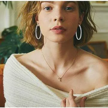 Jstyle Women's Rhinestone Large Hoop Earrings Elegant Design