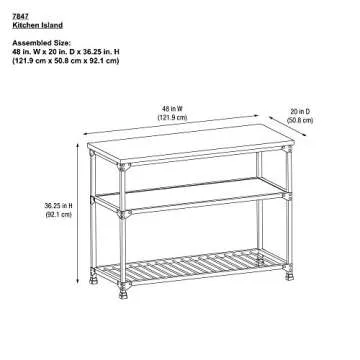 Dorel Living Cassy Multifunction Island, Rustic Antique Oak/Black , 20D x 48W x 36.25H in