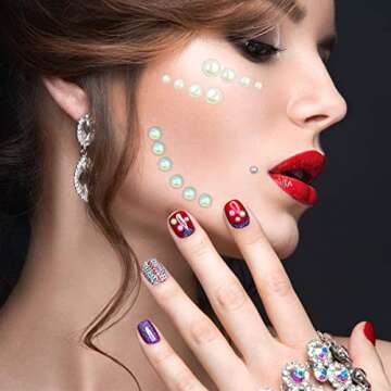 1320 Pieces Self Adhesive Pearl Stickers for DIY Crafts 8 Sheets Colorful Flat Back Pearls Sticker for Face Nail Art Beauty Makeup Phone Scrapbooking Gems Stickers Embellishments for Home (4 Size)