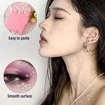 1320 Pieces Self Adhesive Pearl Stickers for DIY Crafts 8 Sheets Colorful Flat Back Pearls Sticker for Face Nail Art Beauty Makeup Phone Scrapbooking Gems Stickers Embellishments for Home (4 Size)