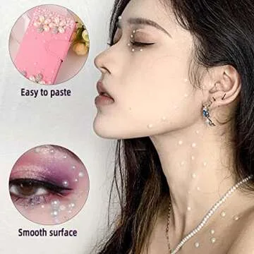 1320 Pieces Self Adhesive Pearl Stickers for DIY Crafts 8 Sheets Colorful Flat Back Pearls Sticker for Face Nail Art Beauty Makeup Phone Scrapbooking Gems Stickers Embellishments for Home (4 Size)