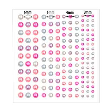1320 Pieces Self Adhesive Pearl Stickers for DIY Crafts 8 Sheets Colorful Flat Back Pearls Sticker for Face Nail Art Beauty Makeup Phone Scrapbooking Gems Stickers Embellishments for Home (4 Size)