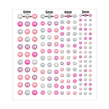 1320 Pieces Self Adhesive Pearl Stickers for DIY Crafts 8 Sheets Colorful Flat Back Pearls Sticker for Face Nail Art Beauty Makeup Phone Scrapbooking Gems Stickers Embellishments for Home (4 Size)