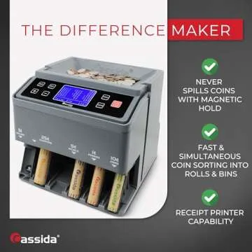 Cassida C300 Professional Coin Counter & Sorter - Fast, Efficient, with Quick Load System