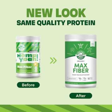 Manitoba Harvest Hemp Yeah Organic Max Fiber Protein Powder with 13g Fiber and 13g Protein per Servi...