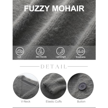 COZYPOIN Women's Fuzzy Mohair Cardigan for Elegant Comfort