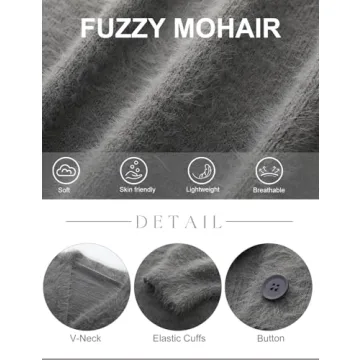 COZYPOIN Women's Fuzzy Mohair Cardigan for Elegant Comfort