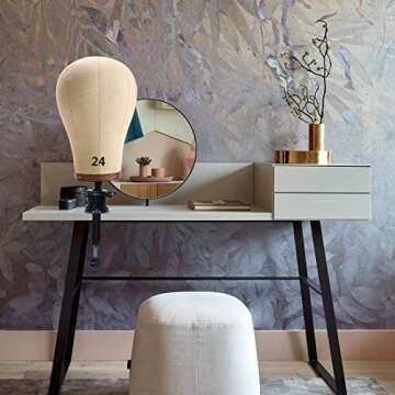 ZGCYSMHT 23 Inch Wig Head Cork Canvas Block Head Mannequin Head With Stand for Making Wigs (21Inch-24Inch)