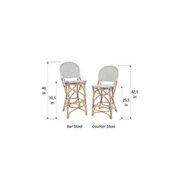 KOUBOO Rattan Bistro Counter Kitchen Bar Stool, Multi Color