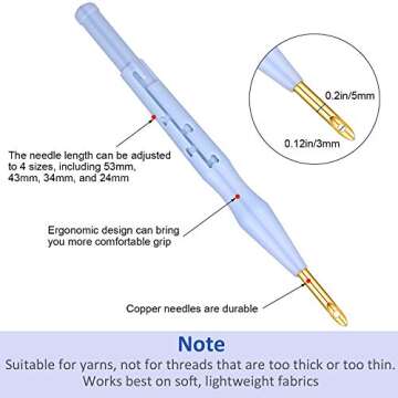 WILLBOND 17 Piece Punch Needle Embroidery Kits Adjustable Rug Yarn Wooden Handle Pen Threader Needle...