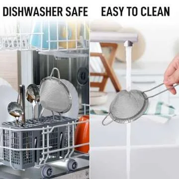 Zulay Kitchen 304 Stainless Steel Fine Mesh Strainer For Kitchen - Sieve Sifters For Food, Tea, Rice, Oil, Noodles, Fruits, Vegetables - Rust-Proof, Easy to Clean Drink Strainer (Silver)