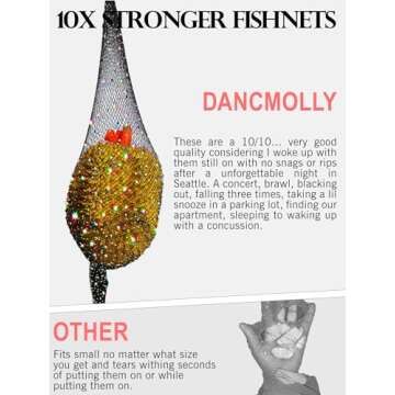DancMolly Ultra Durable Sparkly Fishnet Stockings High Waist Sparkle Rhinestone Tights Party Concert...