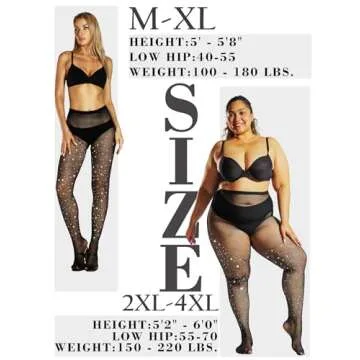 DancMolly Ultra Durable Sparkly Fishnet Stockings High Waist Sparkle Rhinestone Tights Party Concert Outfit for Women 1 Pair (Black - Small Hole, M-XL)