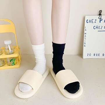 TeenFighter 6 Pairs of Comfortable Casual Athletic Cotton Socks for Women, Aesthetic Solid Color Stretch Socks for Girls and Students