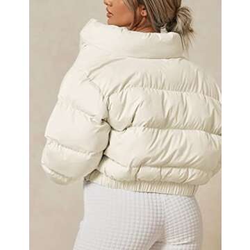 Zhiyouni Women's Stylish Cropped Puffer Jacket in Apricot