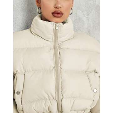 Zhiyouni Women's Stylish Cropped Puffer Jacket in Apricot