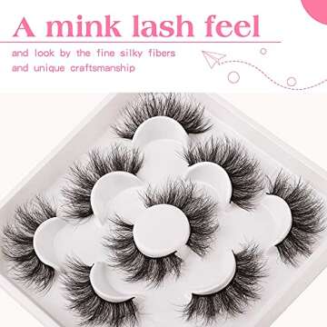 JIMIRE Flare Mink Lashes Fluffy Wispy False Lashes Pack Fluttery 10D Multi-dimensional Volume False Eyelashes 5 Pairs