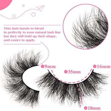 JIMIRE Flare Mink Lashes Fluffy Wispy False Lashes Pack Fluttery 10D Multi-dimensional Volume False Eyelashes 5 Pairs
