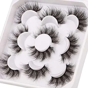 JIMIRE Flare Mink Lashes Fluffy Wispy False Lashes Pack Fluttery 10D Multi-dimensional Volume False Eyelashes 5 Pairs