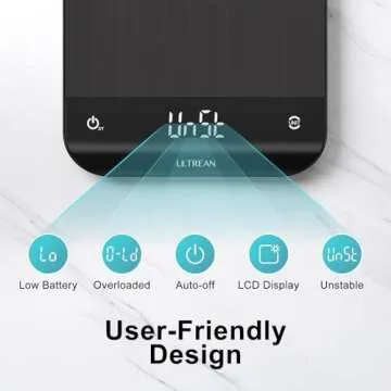 Ultrean Food Scale, Digital Kitchen Scale Weight Grams and Ounces for Baking Cooking and Meal Prep, 6 Units with Tare Function, 11lb (Batteries Included)