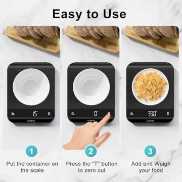 Ultrean Food Scale, Digital Kitchen Scale Weight Grams and Ounces for Baking Cooking and Meal Prep, 6 Units with Tare Function, 11lb (Batteries Included)