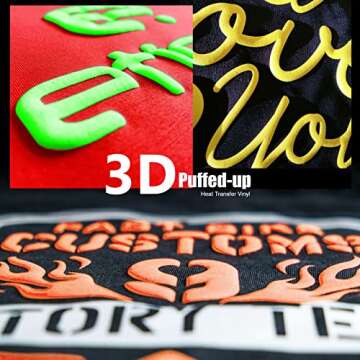 CLABESICS Puff Vinyl Heat Transfer 3D Puff HTV Glow in The Dark HTV 3D Puff Heat Transfer Vinyl 10 x 12 Inch Iron on Vinyl for T-Shirts