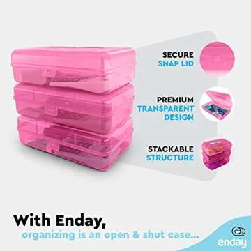 Emraw Utility Storage Box - Bright Color Multi Purpose Pencil Box for School Supplies Durable Plastic Pencil Box, Small Plastic Pencil Case, Mini Organizer Storage Box (Random 4-Pack)