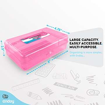 Emraw Utility Storage Box - Bright Color Multi Purpose Pencil Box for School Supplies Durable Plastic Pencil Box, Small Plastic Pencil Case, Mini Organizer Storage Box (Random 4-Pack)