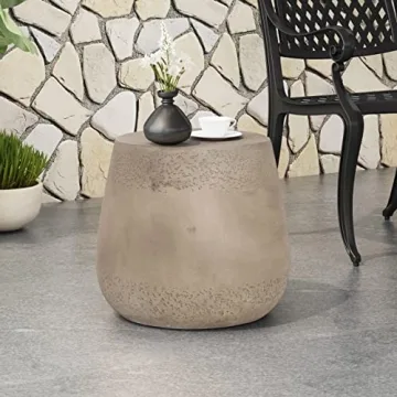 Stylish Phoebe Concrete Outdoor Accent Table by Christopher Knight Home