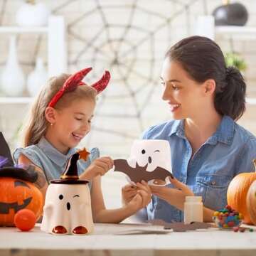 Sngtmug Halloween Ghost Mug, ghost shaped mugs, Halloween Ghost Cute Cup, Halloween Ghost Mug Decorations, Cute Ghost Cup with Lid 14 Ounce