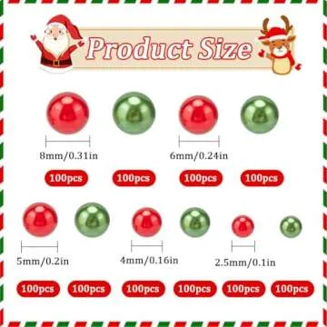 SUNNYCLUE 1000Pcs Christmas Vase Filler Pearls - No Hole Acrylic Beads for Holiday Crafts