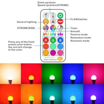 ILC LED Light Bulb 85W Equivalent, Color Changing Light Bulbs 2700K Warm White, Remote Control RGB 6...