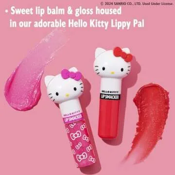 Lip Smacker Lippy Pals Swirls, Sanrio Hello Kitty, Flavored Moisturizing & Smoothing Soft Shine Lip Balm, Hydrating & Protecting Fun Tasty Glossy Finish, Cruelty-Free & Vegan - Cheerful Cherry, Kiwi