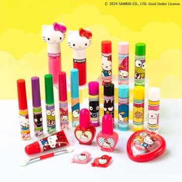 Lip Smacker Lippy Pals Swirls, Sanrio Hello Kitty, Flavored Moisturizing & Smoothing Soft Shine Lip Balm, Hydrating & Protecting Fun Tasty Glossy Finish, Cruelty-Free & Vegan - Cheerful Cherry, Kiwi