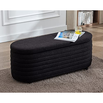 DM Furniture Storage Ottoman Bench in Sleek Black