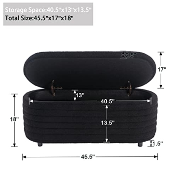 DM Furniture Storage Ottoman Bench in Sleek Black