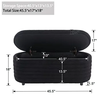 DM Furniture Storage Ottoman Bench in Sleek Black