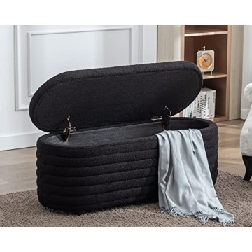 DM Furniture Storage Ottoman Bench in Sleek Black