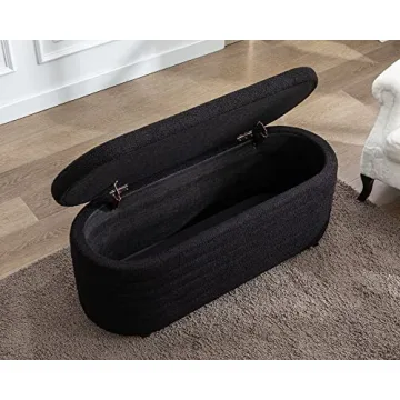 DM Furniture Storage Ottoman Bench in Sleek Black