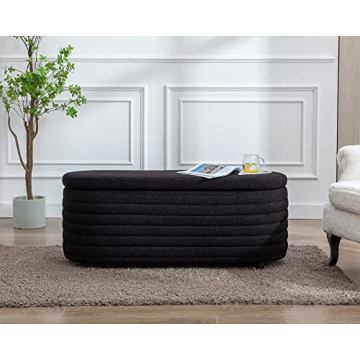 DM Furniture Storage Ottoman Bench in Sleek Black