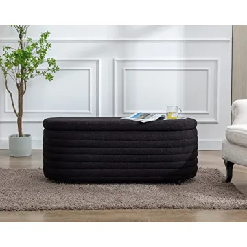 DM Furniture Storage Ottoman Bench in Sleek Black