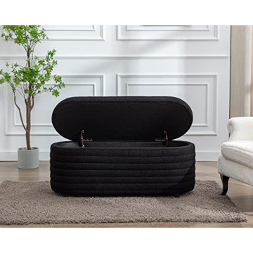 DM Furniture Storage Ottoman Bench in Sleek Black