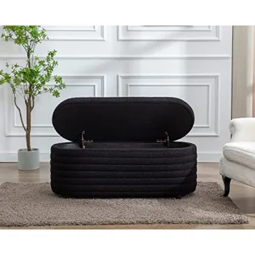 DM Furniture Storage Ottoman Bench in Sleek Black