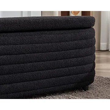 DM Furniture Storage Ottoman Bench in Sleek Black