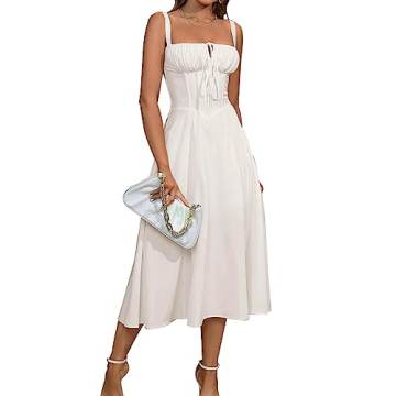 Stylish GLNEGE Corset Lace Up Midi Dress for Women