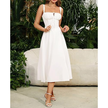 Stylish GLNEGE Corset Lace Up Midi Dress for Women