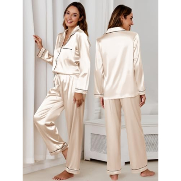 Luxurious HDLTE 2 Piece Silk Pajama Set for Women