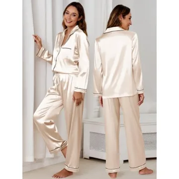 Luxurious HDLTE 2 Piece Silk Pajama Set for Women